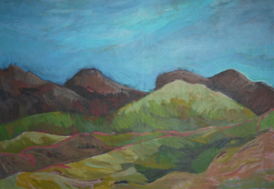 landscape painting of hills.